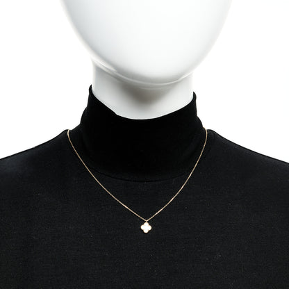 Van Cleef & Arpels 18K Yellow Gold Mother of Pearl Sweet Alhambra Pendant Necklace 2 of 5