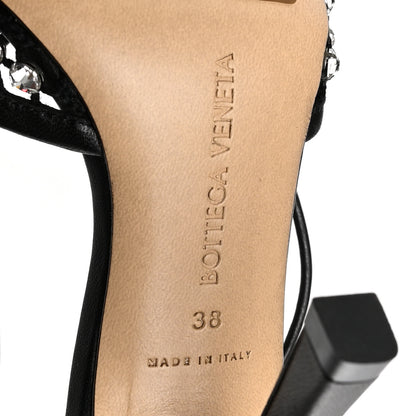 Bottega Veneta Mesh Nappa Crystal Embellished Sparkle Stretch Ankle Tie Sandals 38 Black 7 of 7