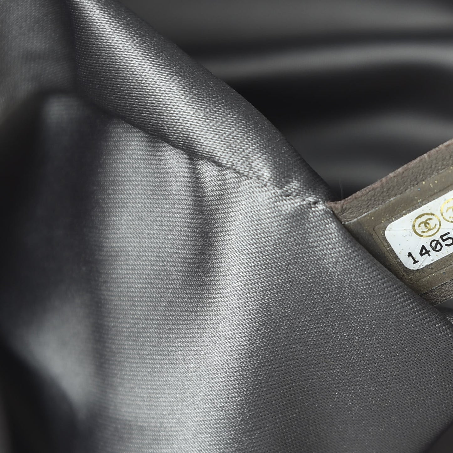 Tweed Lambskin Drawstring Tweedy Tote Dark Grey