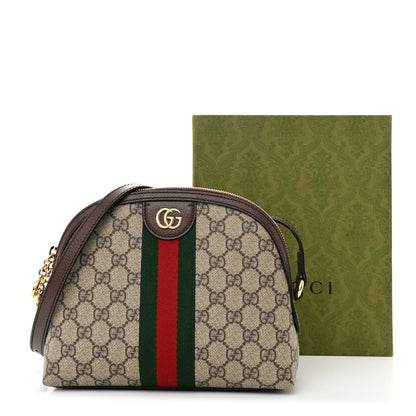 Gucci GG Supreme Monogram Textured Dollar Calfskin Web Small Ophidia Dome Shoulder Bag Beige Ebony New Acero 11 of 11