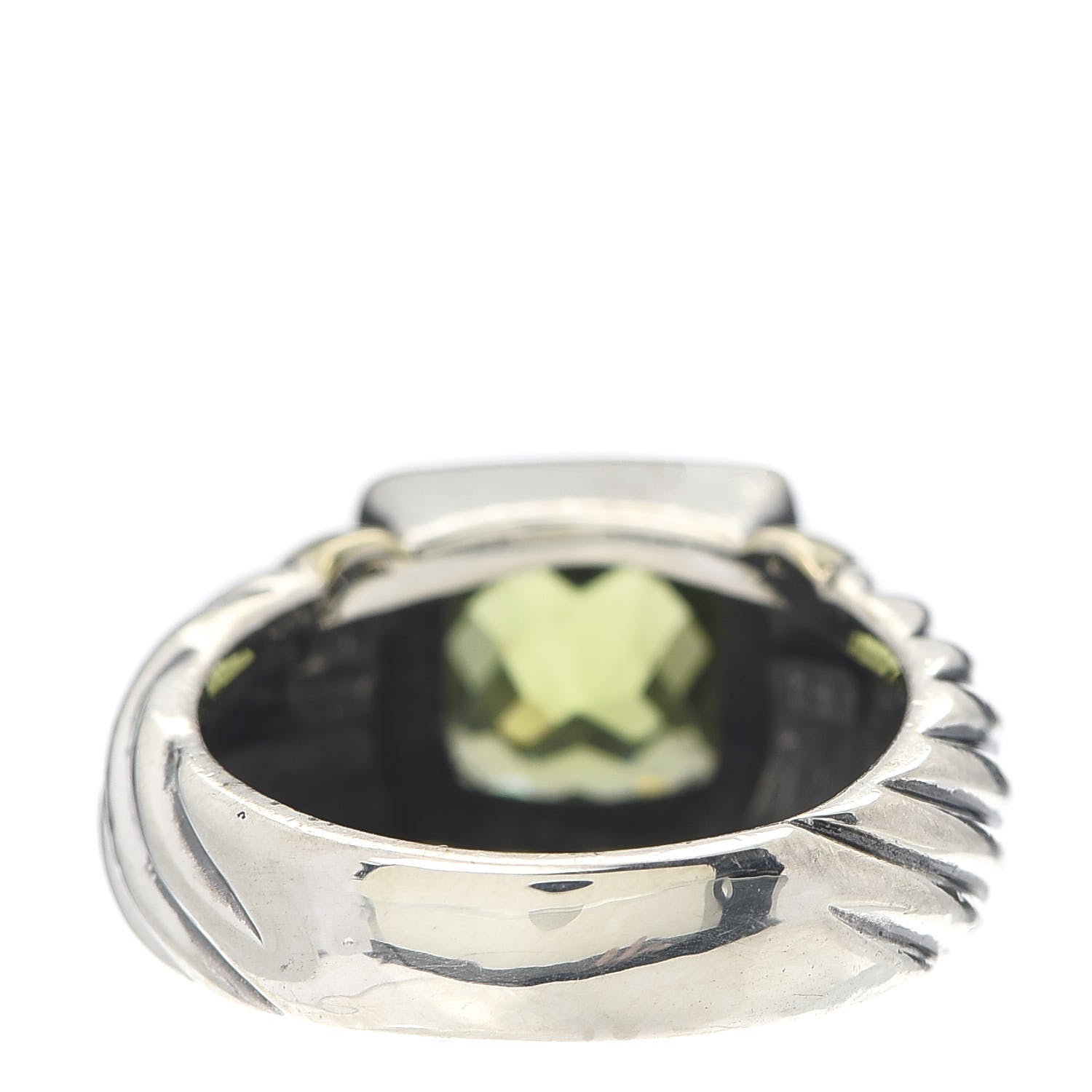 David Yurman Sterling Silver 14K Yellow Gold Peridot 7mm Noblesse Ring 53 6.5 3 of 6