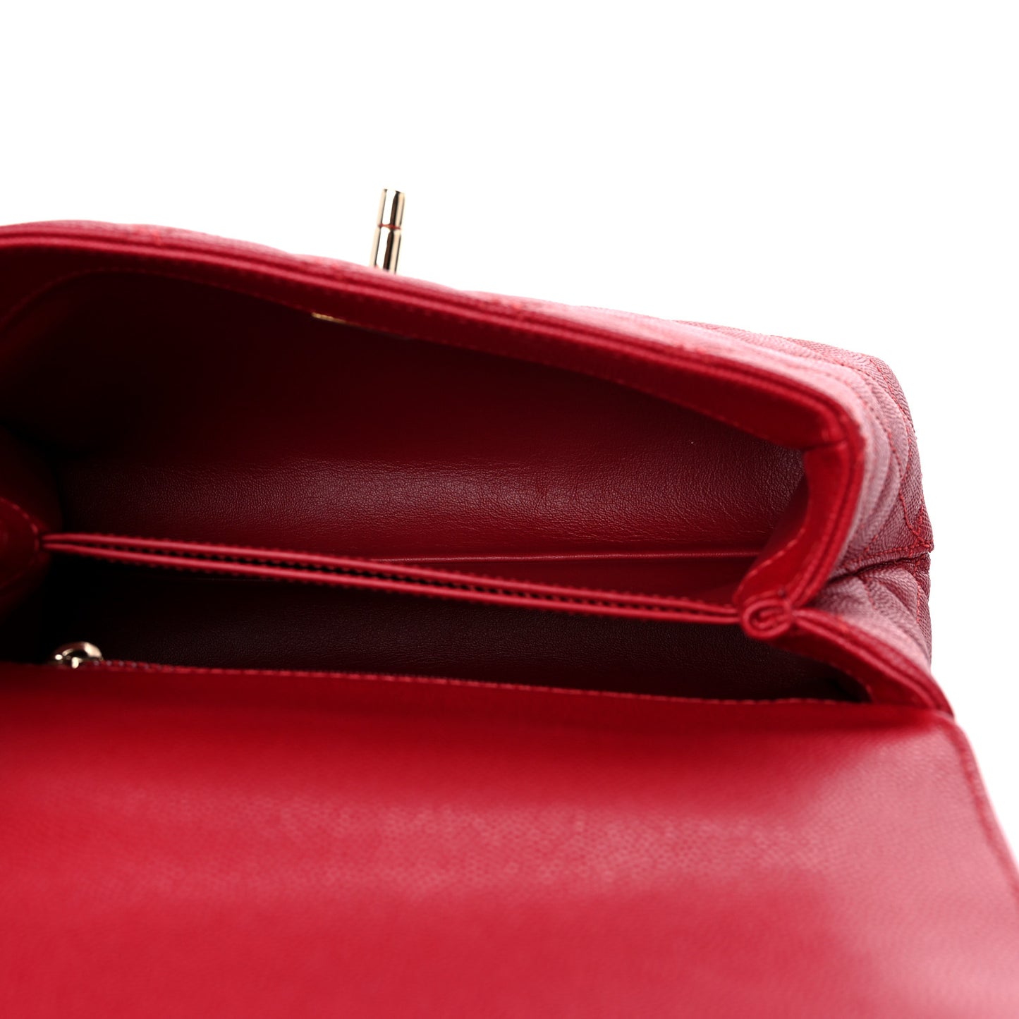 Caviar Quilted Mini Coco Handle Flap Red