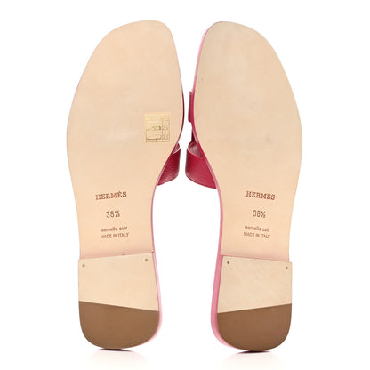 Hermes Epsom Oran Sandals 38.5 Rouge Azalee 5 of 9