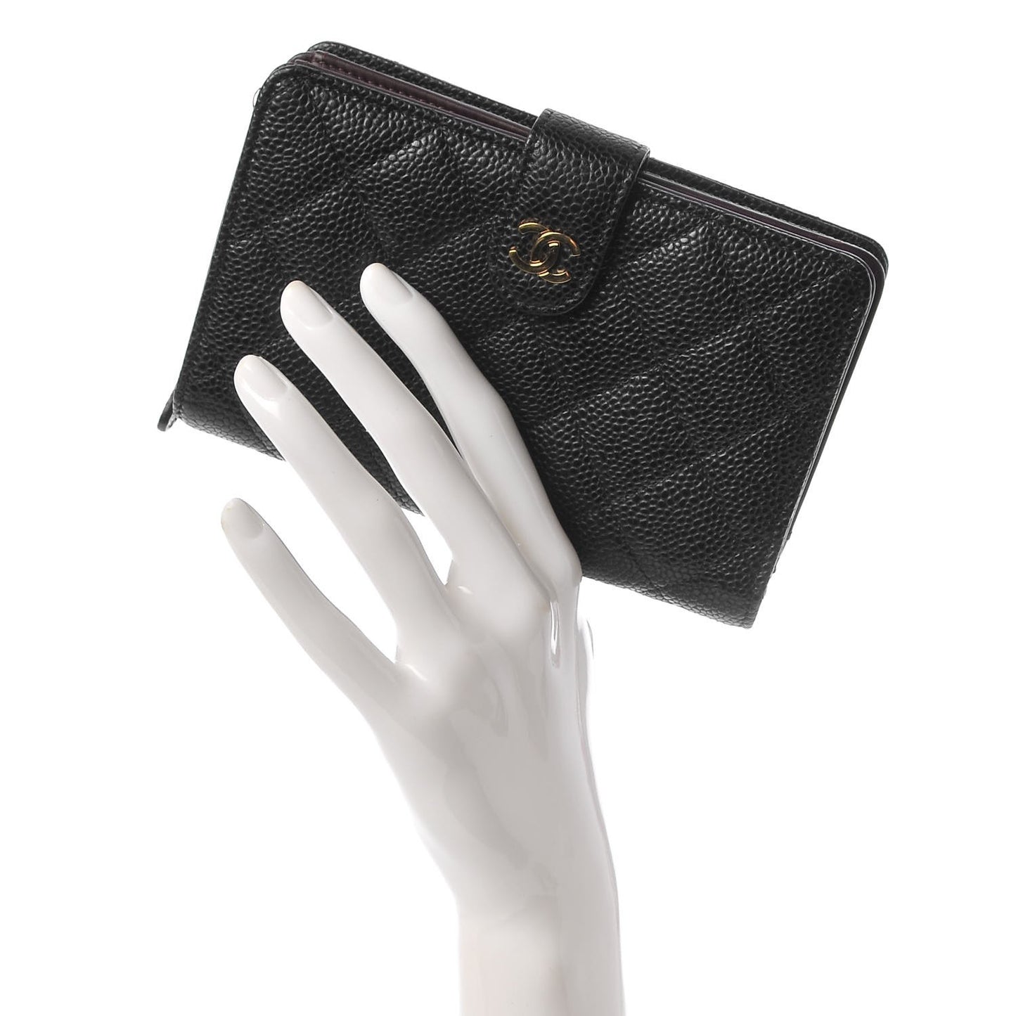 Caviar Quilted Zipped Pocket Wallet Black