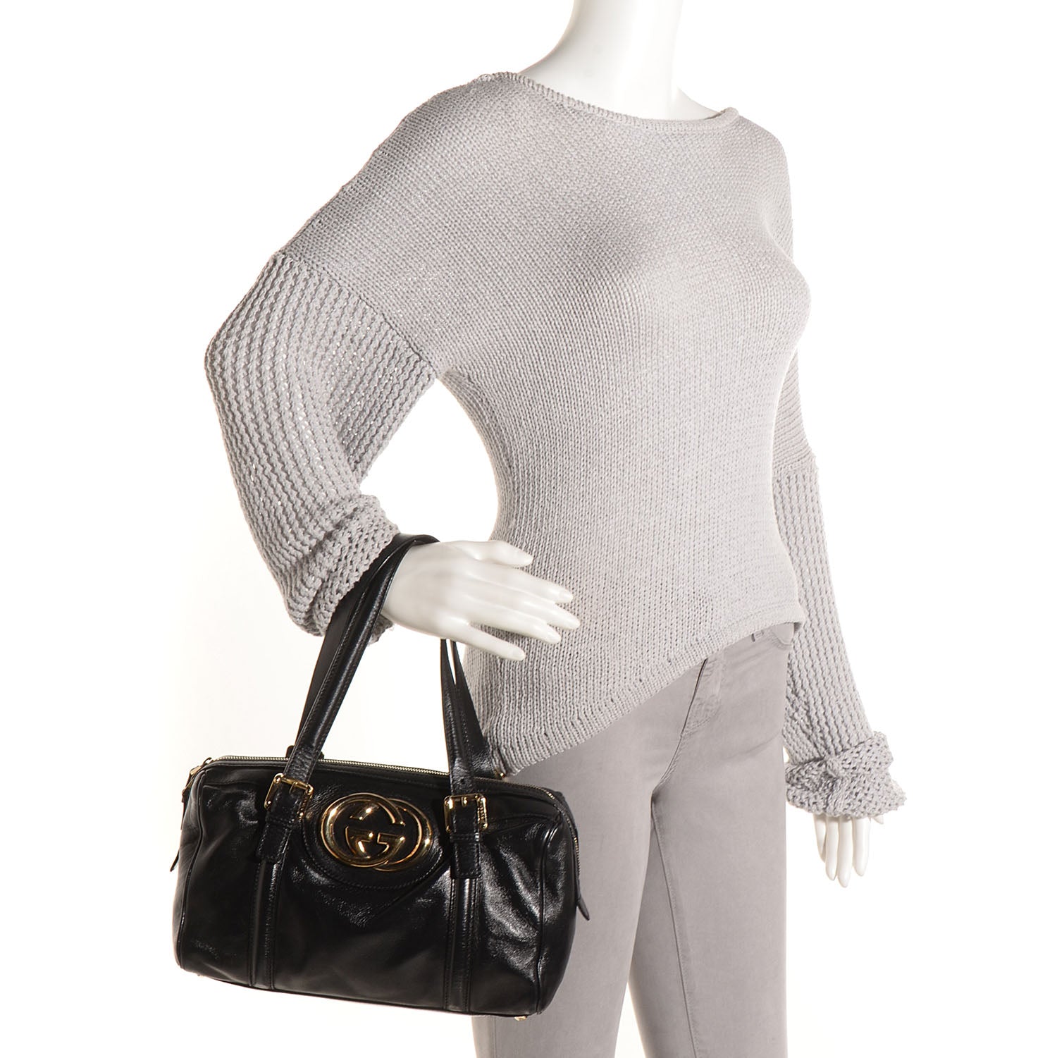Gucci Leather Small Britt Boston Black 2 of 7