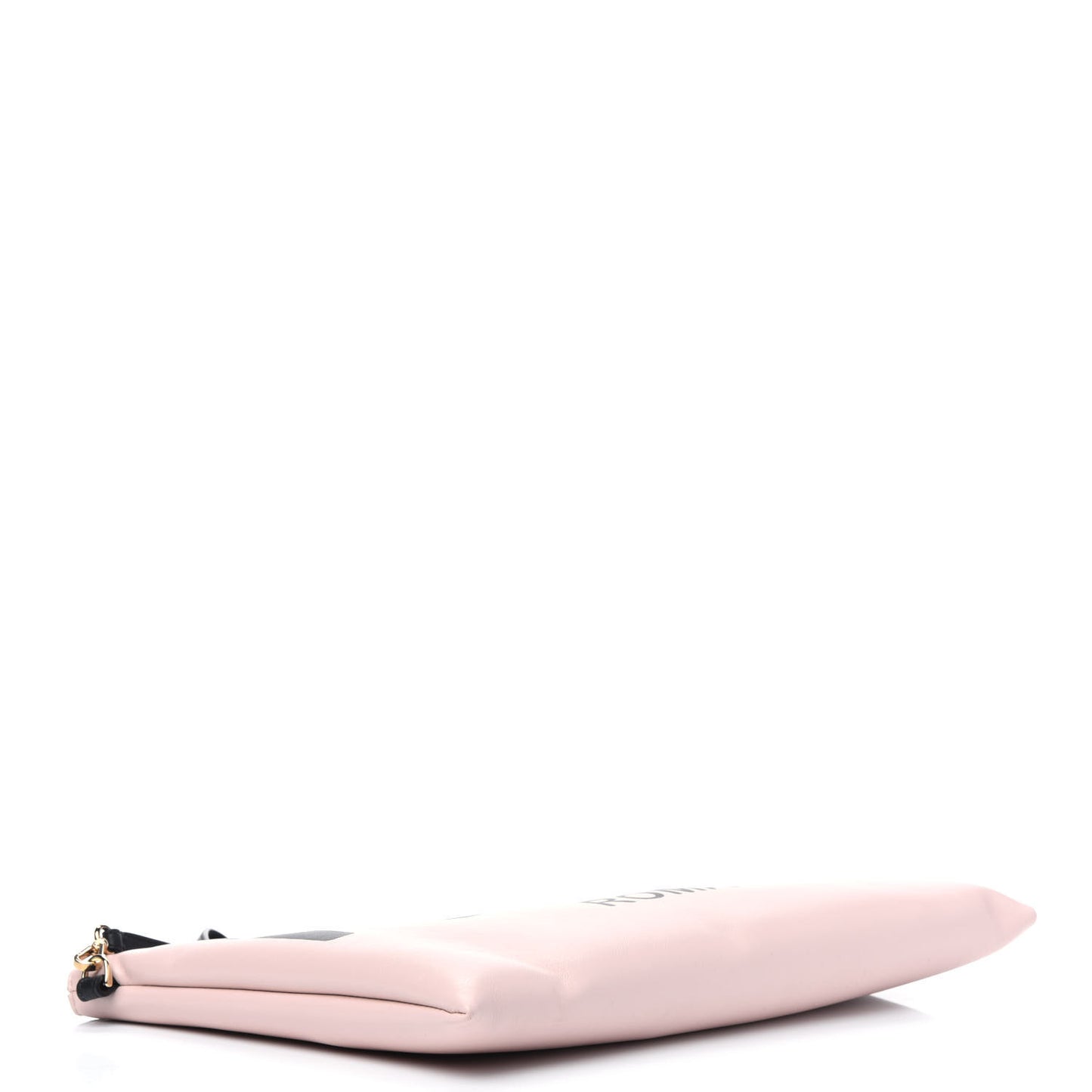 Vitello Fluffy Grace Logo Embossed Large Flat Pouch Rosa Quarzo Black