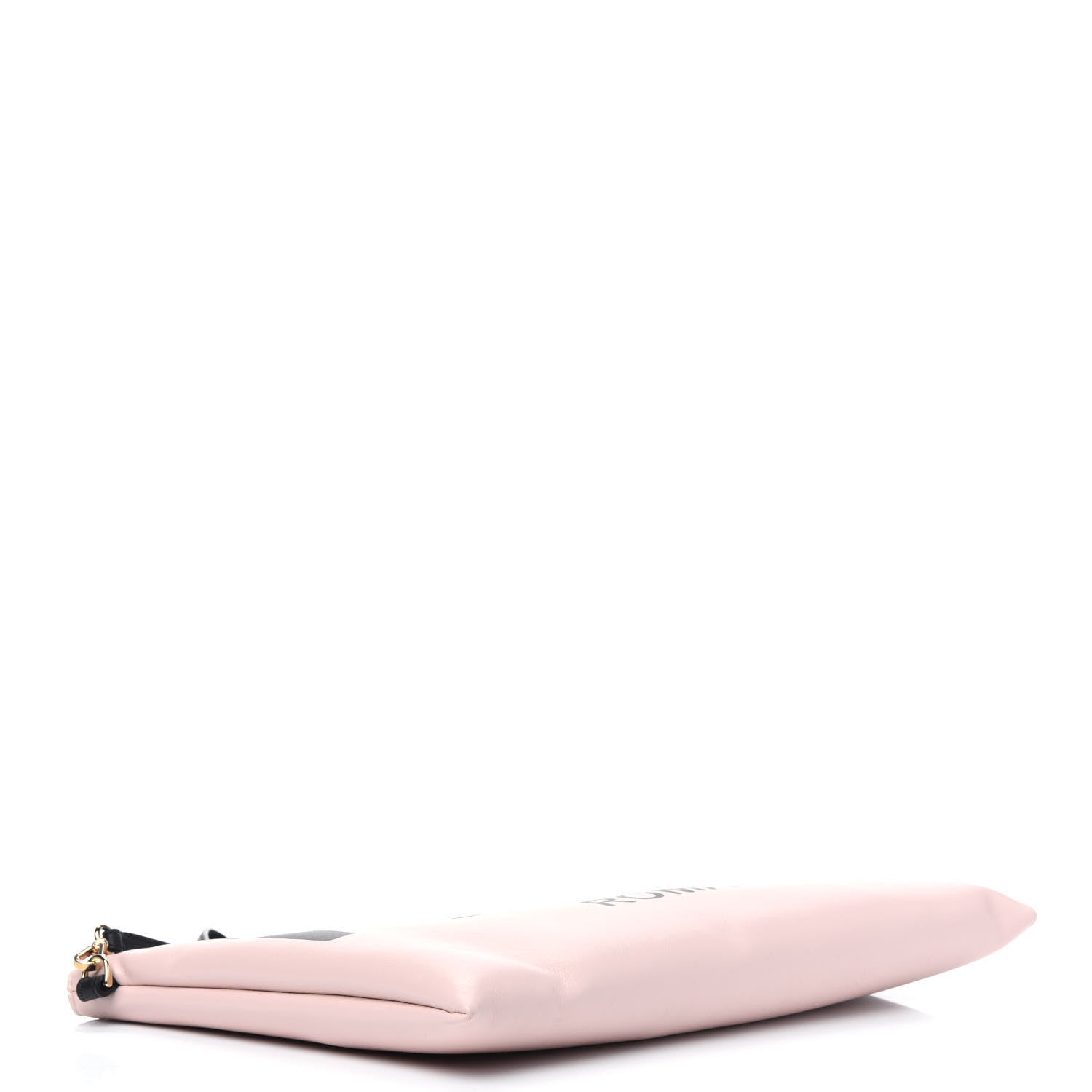 Fendi Vitello Fluffy Grace Logo Embossed Large Flat Pouch Rosa Quarzo Black 4 of 9