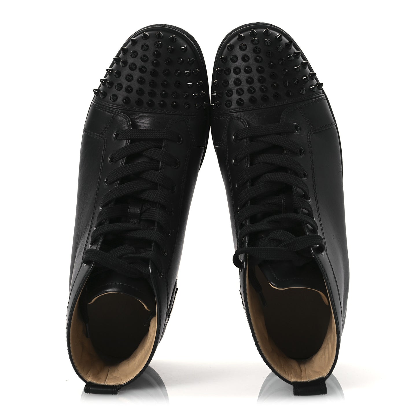 Calfskin Mens Lou Spikes High Top Sneakers 43 Black