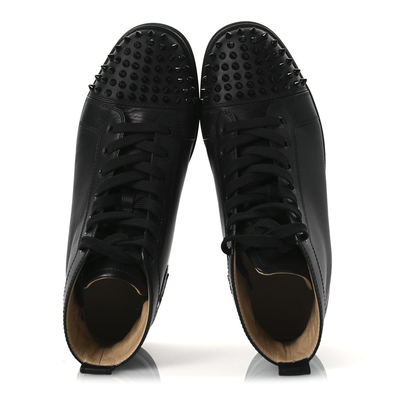 Christian Louboutin Calfskin Mens Lou Spikes High Top Sneakers 43 Black 2 of 12
