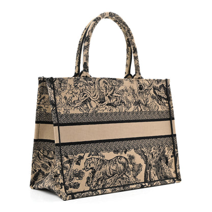 Christian Dior Canvas Embroidered Medium Dioriviera Toile De Jouy Book Tote Black 2 of 10