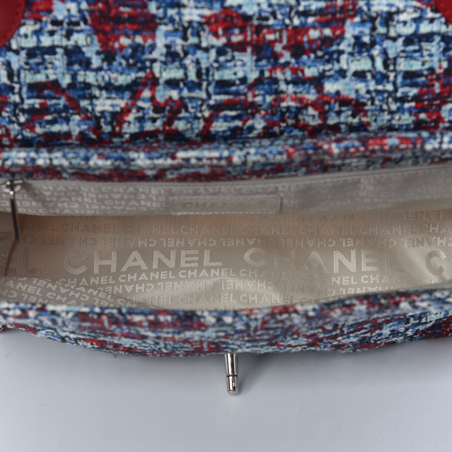 Tweed Lambskin Flap Blue Red