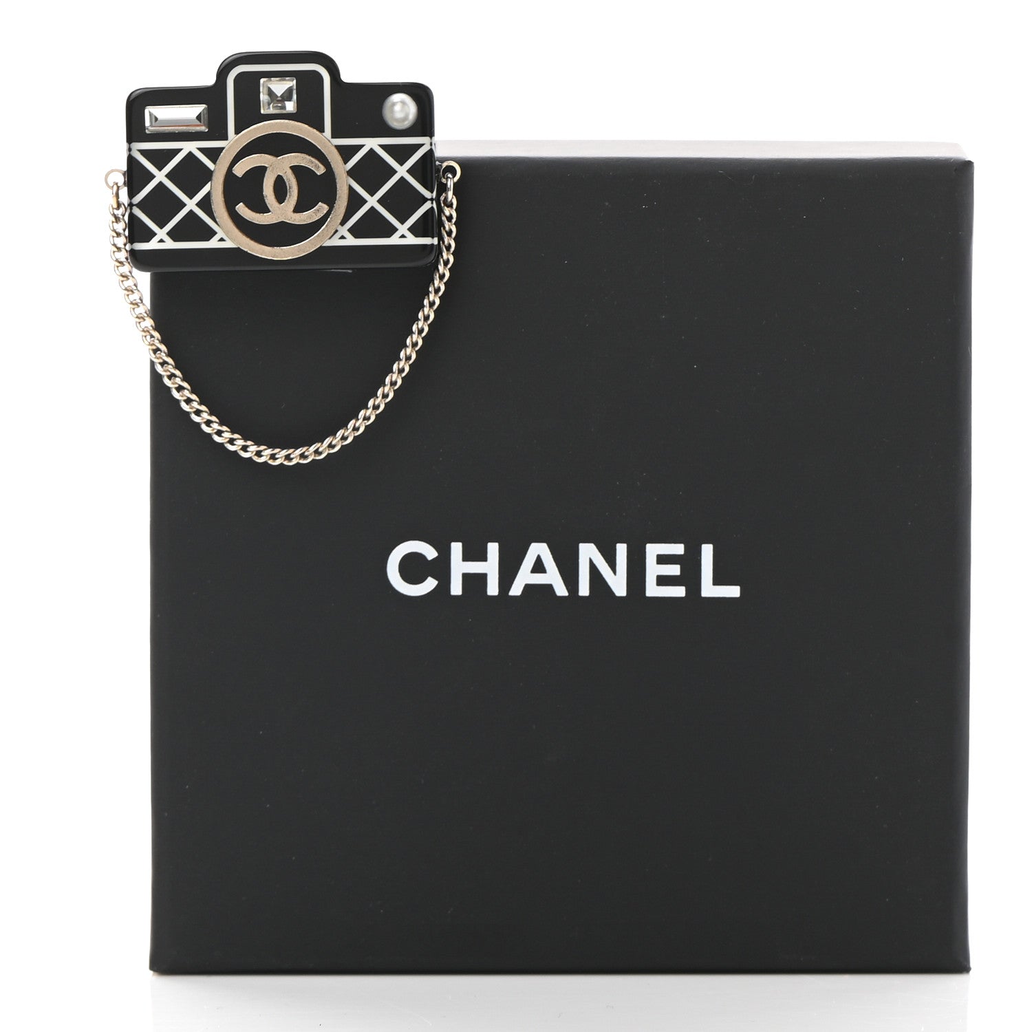 Chanel Resin Camera CC Brooch Gold Black 5 of 5