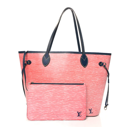 Louis Vuitton Epi Neverfull MM Denim Red 3 of 10