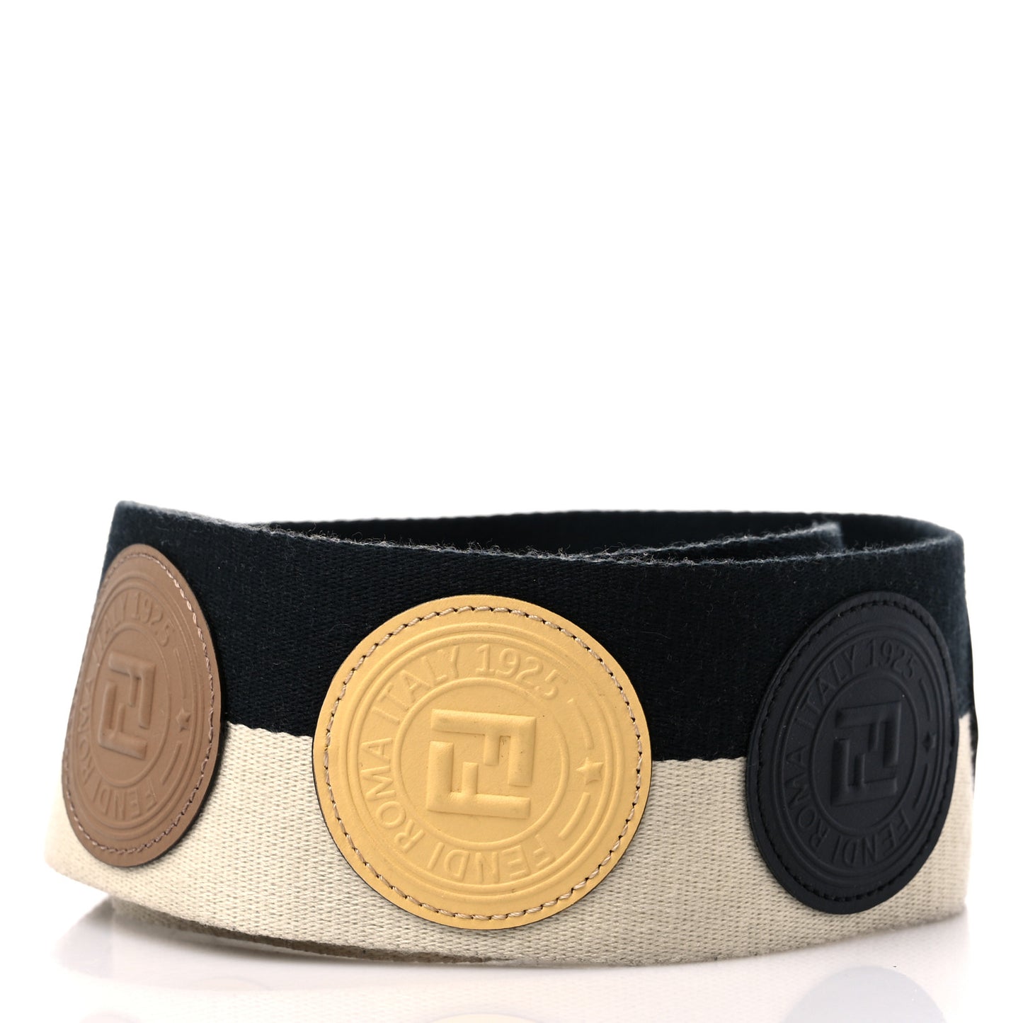 Canvas Calfskin Fendi Strap You Beige Black Multicolor