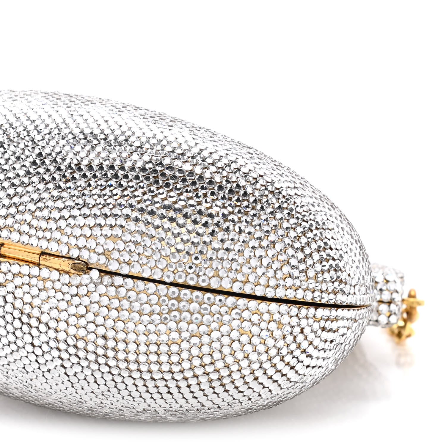 Judith Leiber Swarovski Crystal Chatelaine Minaudiere Clutch Silver Gold 9 of 13