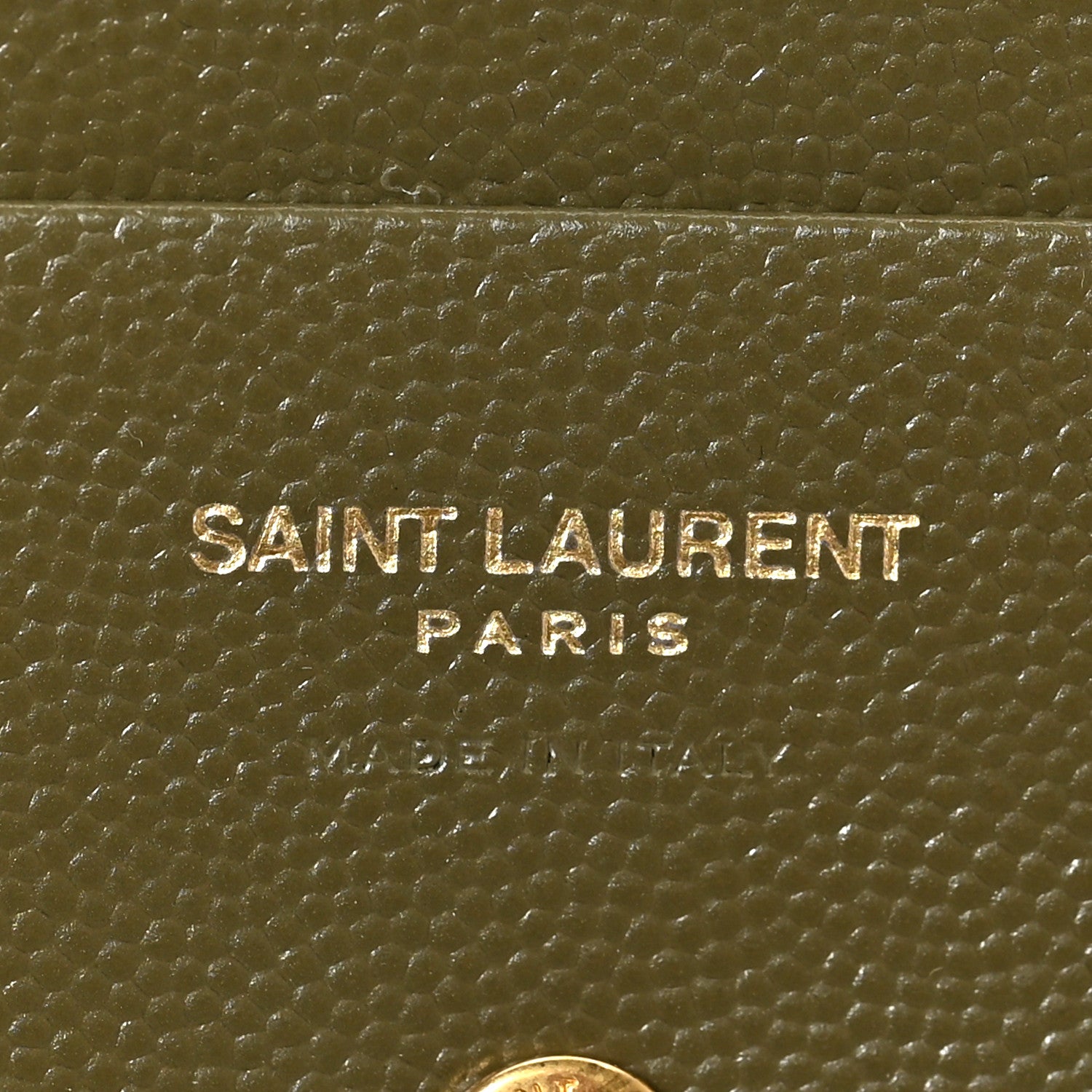 Saint Laurent Grain De Poudre Matelasse Chevron Monogram Card Case Kaki 6 of 6