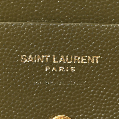 Saint Laurent Grain De Poudre Matelasse Chevron Monogram Card Case Kaki 6 of 6