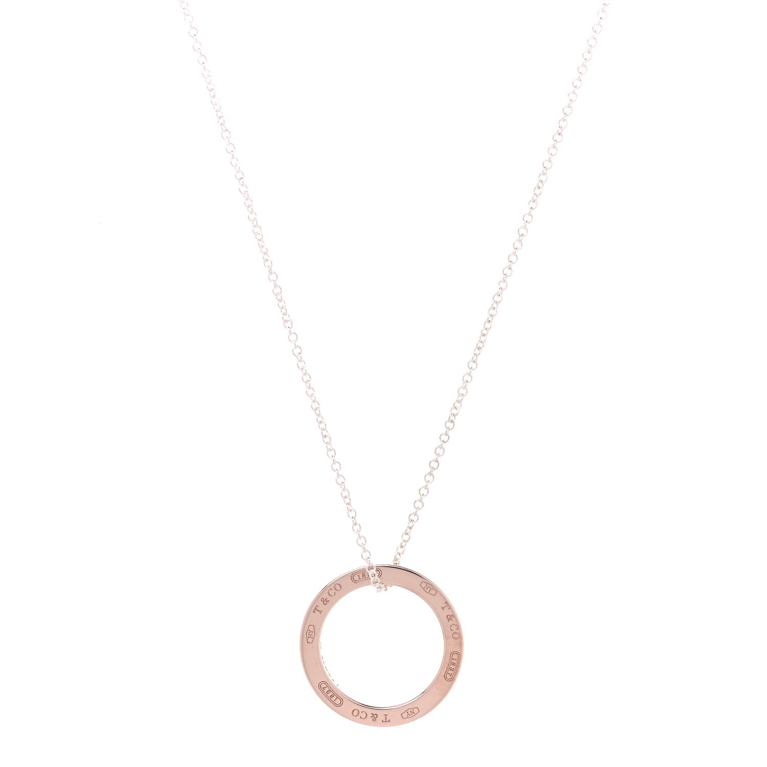 Tiffany Sterling Silver Rubedo 1837 Circle Pendant Necklace 1 of 7