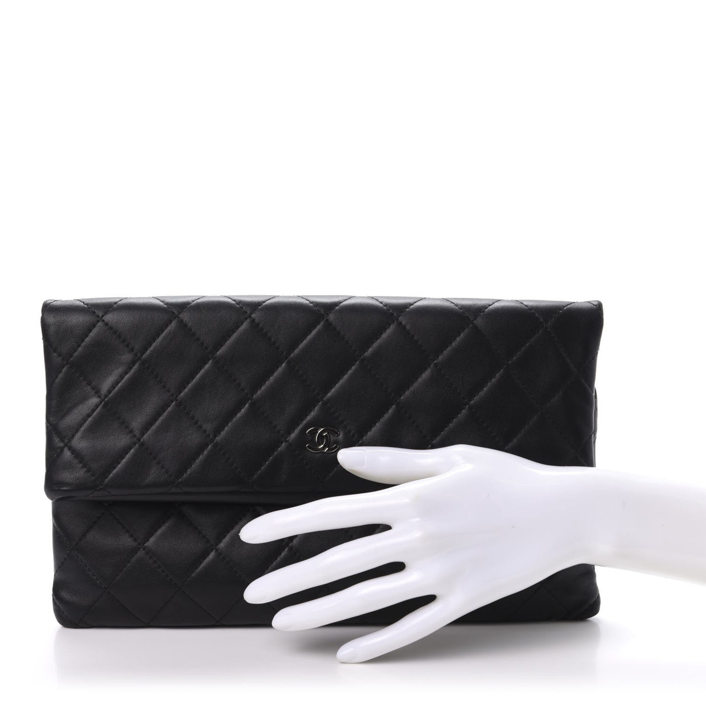Lambskin Quilted CC Beauty Clutch Black