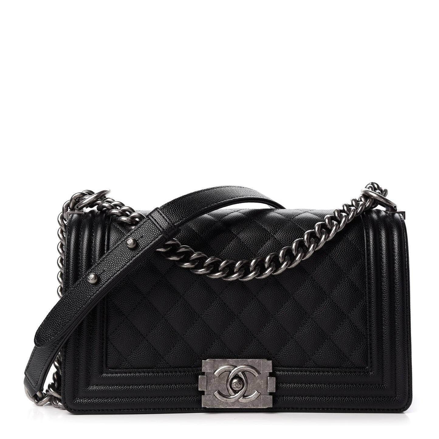 Caviar Quilted Medium Boy Flap Black