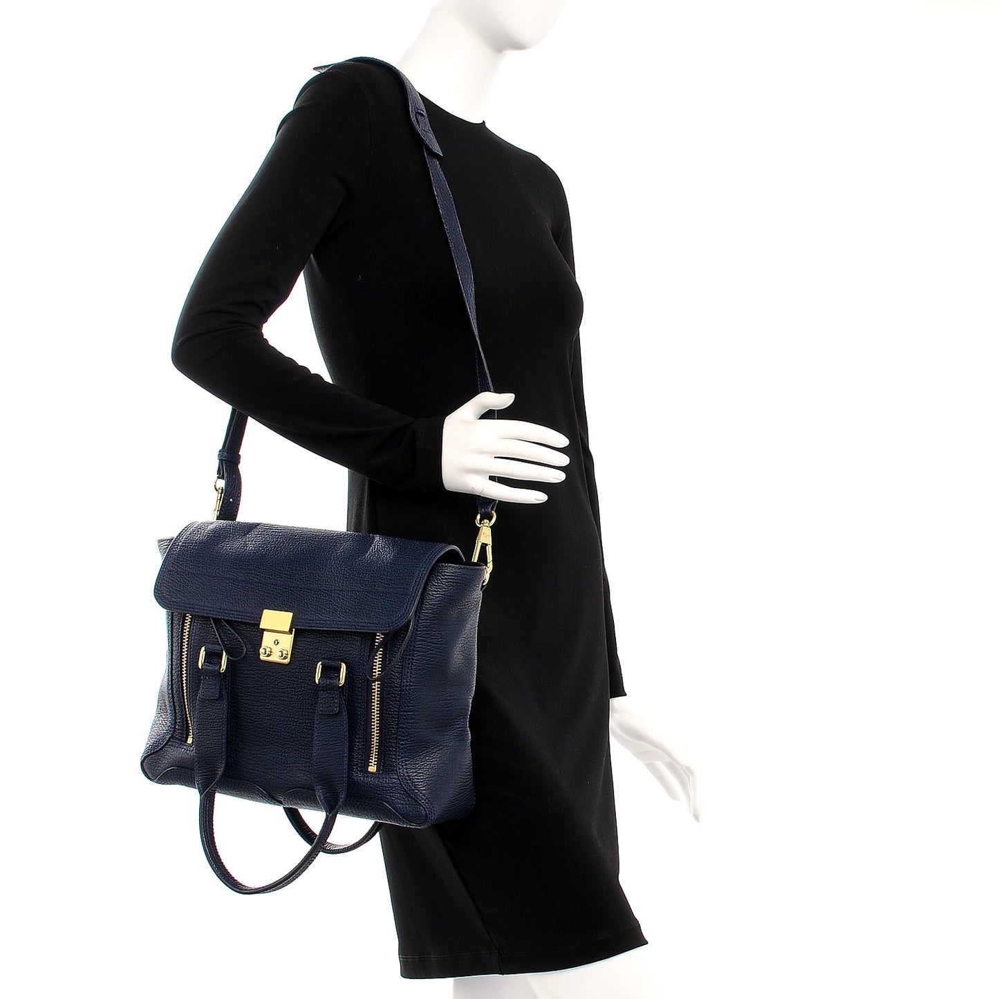 3.1 Textured Calfskin Medium Pashli Satchel Ink