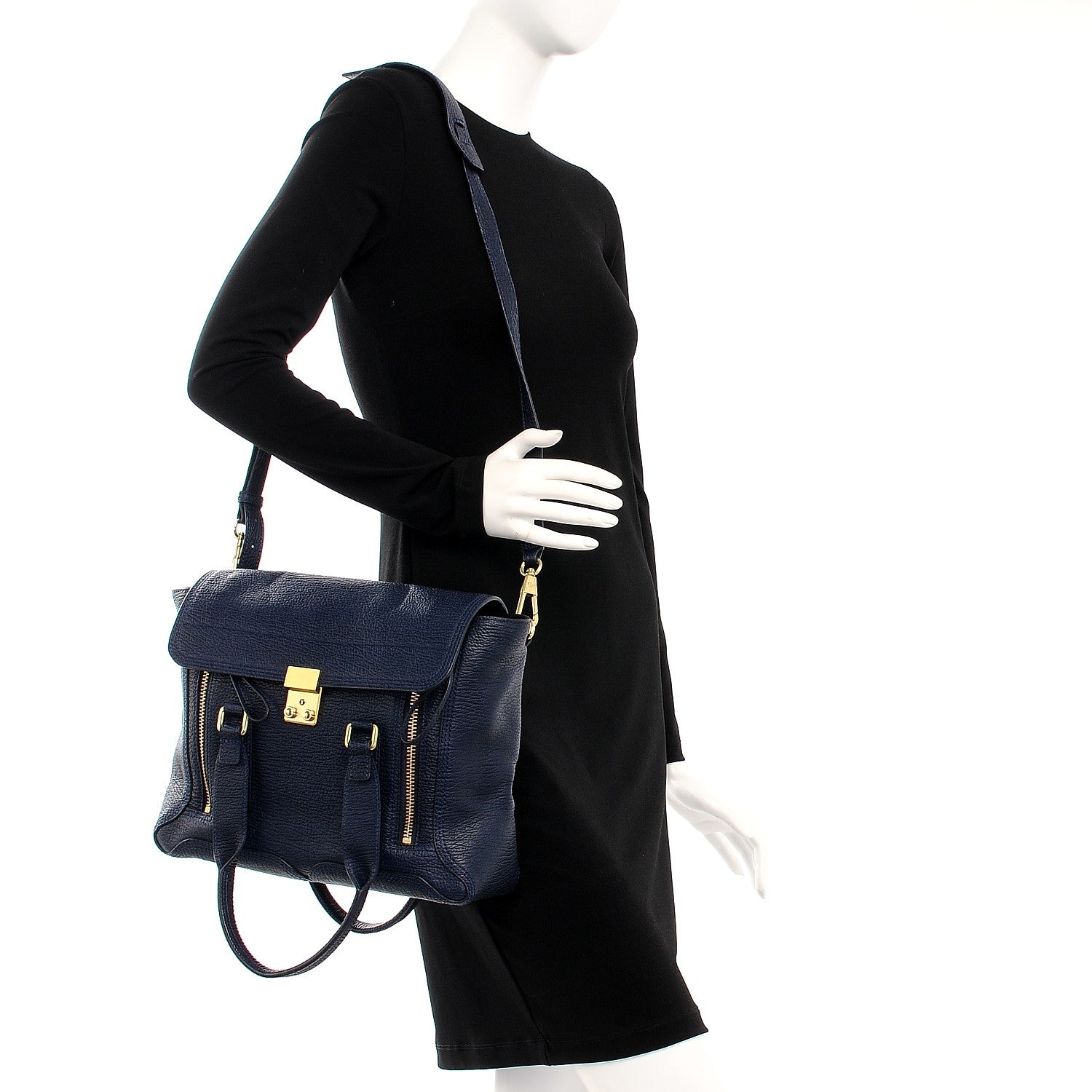 3.1 Phillip Lim 3.1 Textured Calfskin Medium Pashli Satchel Ink 2 of 9