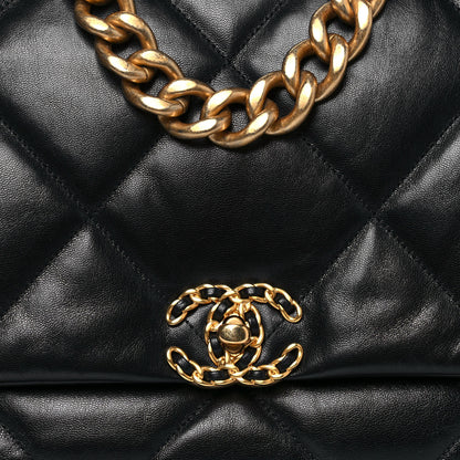 Chanel Goatskin Quilted Maxi Chanel 19 Flap Black 8 of 15
