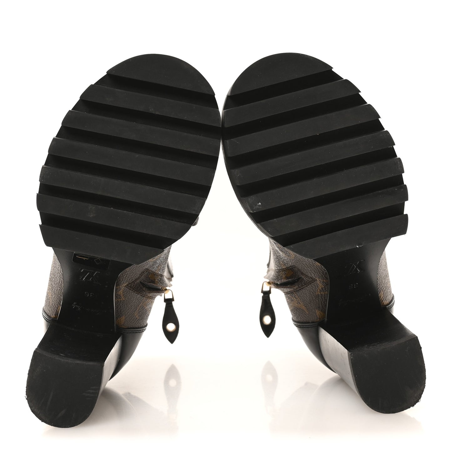 Patent Calfskin Monogram Star Trail Ankle Boots 36 Black