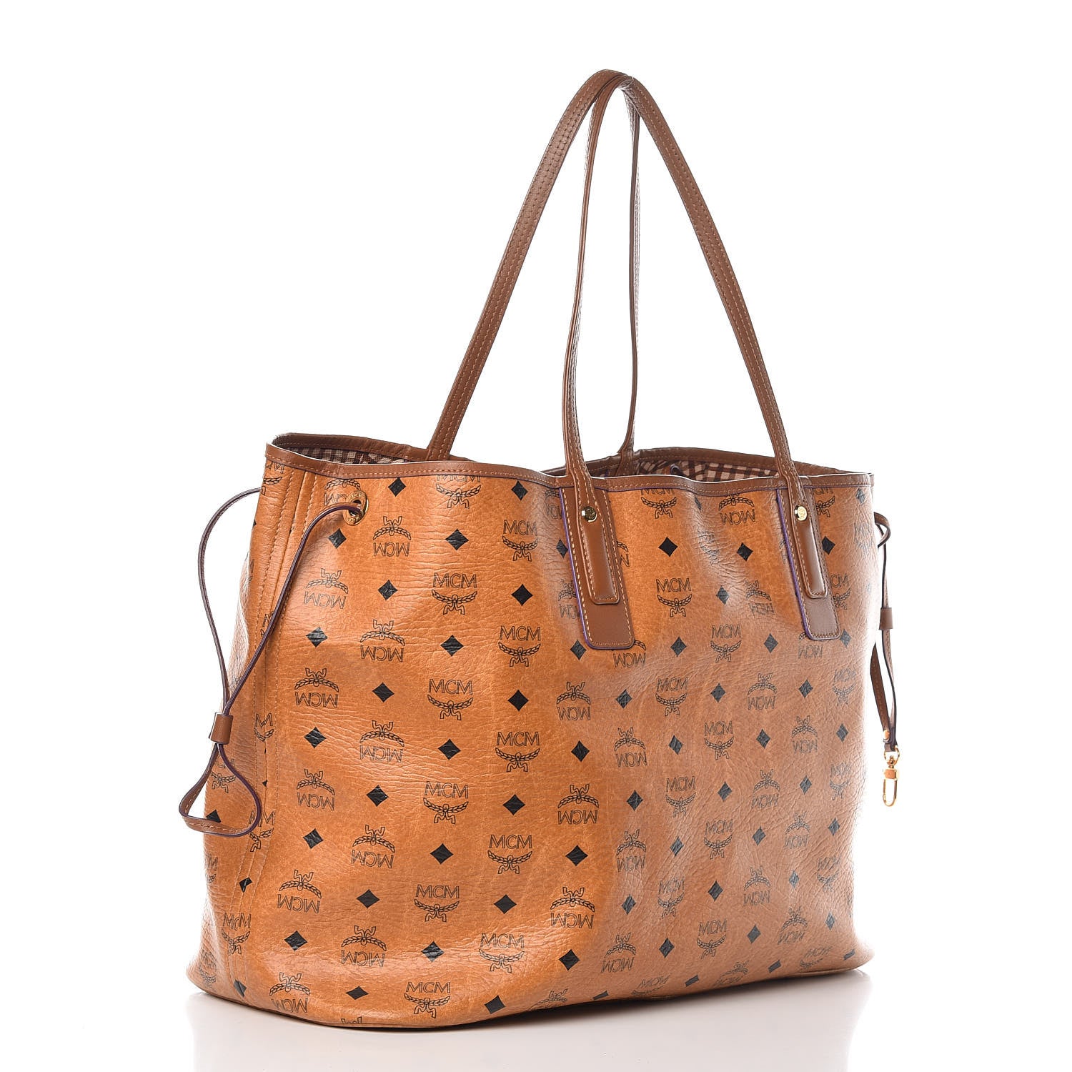 MCM Visetos Large Liz Reversible Shopper Tote Cognac 6 of 17