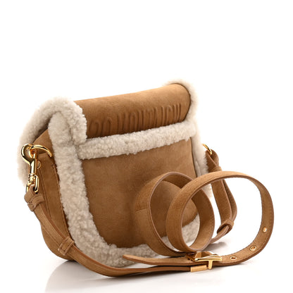 Christian Dior Suede Shearling Medium Bobby Flap Natural 3 of 9