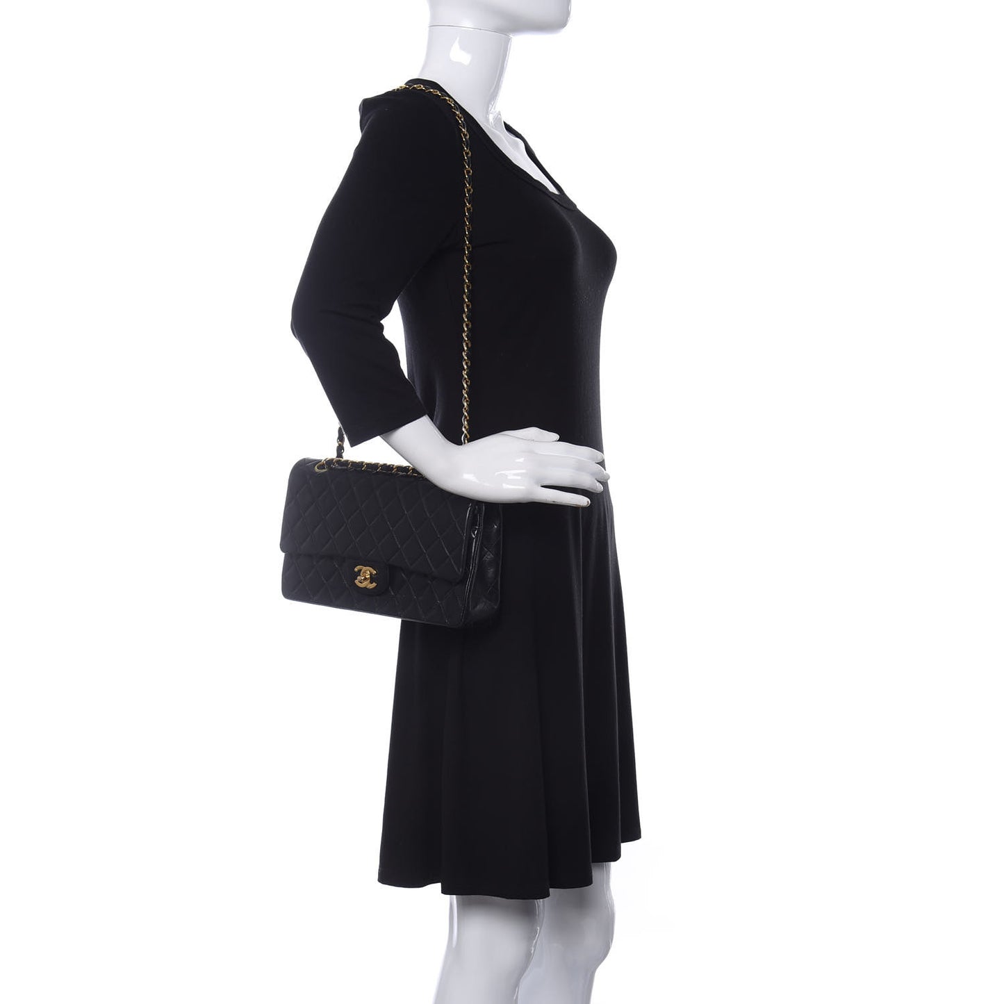 Lambskin Quilted Medium Double Flap Black