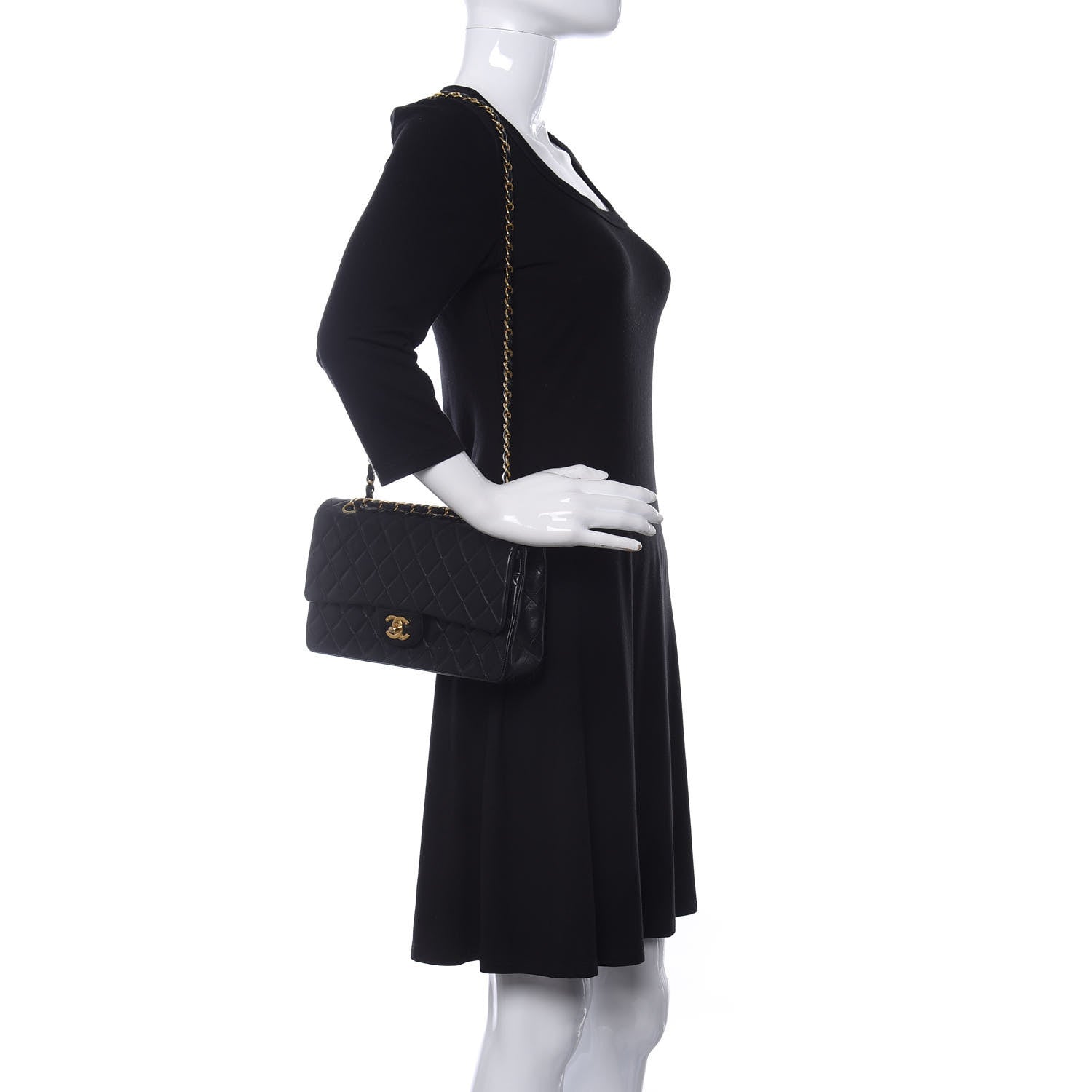 Chanel Lambskin Quilted Medium Double Flap Black 2 of 10