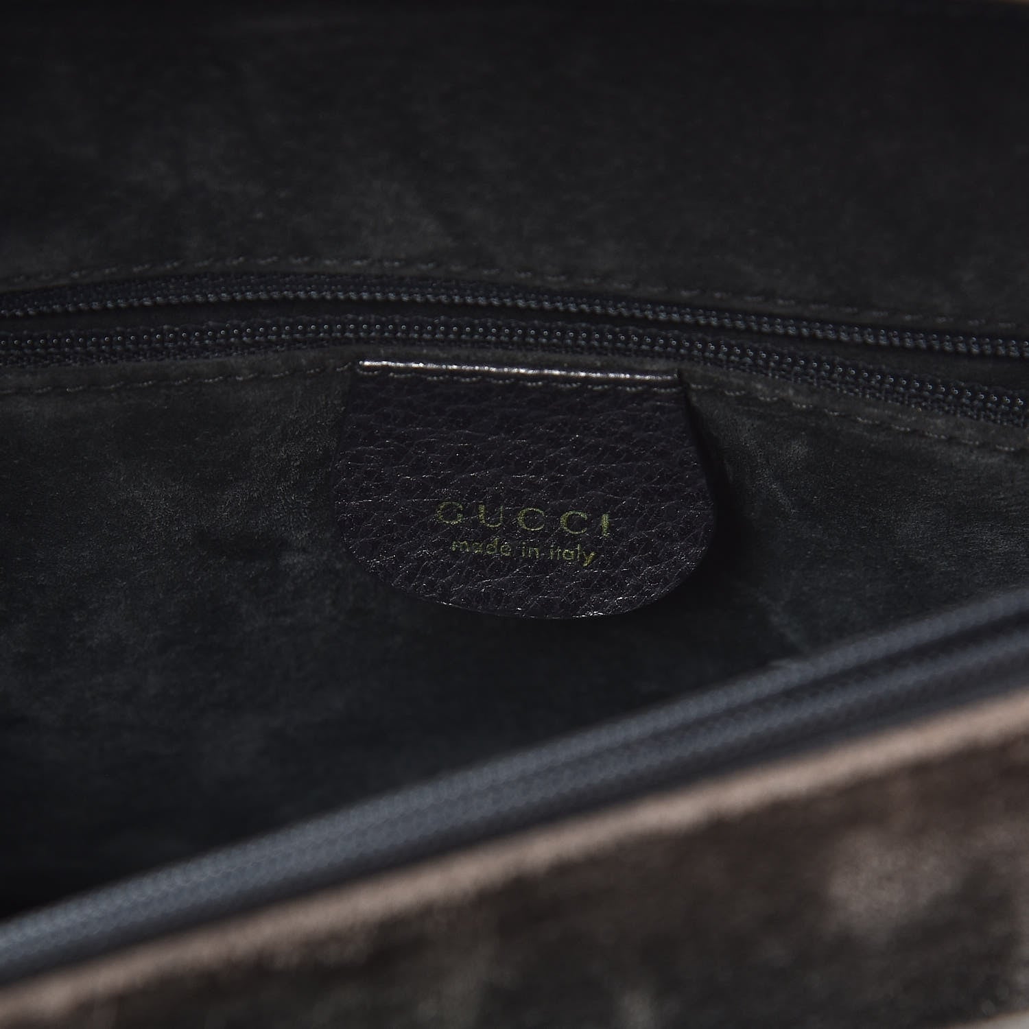 Gucci Calfskin Bamboo Top Handle Tote Dark Grey 10 of 17
