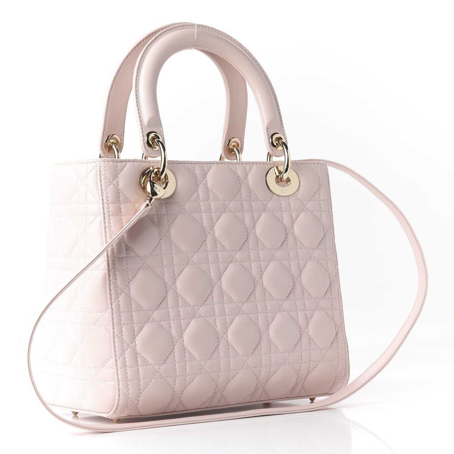 Christian Dior Lambskin Cannage Medium Lady Dior Light Pink 2 of 9