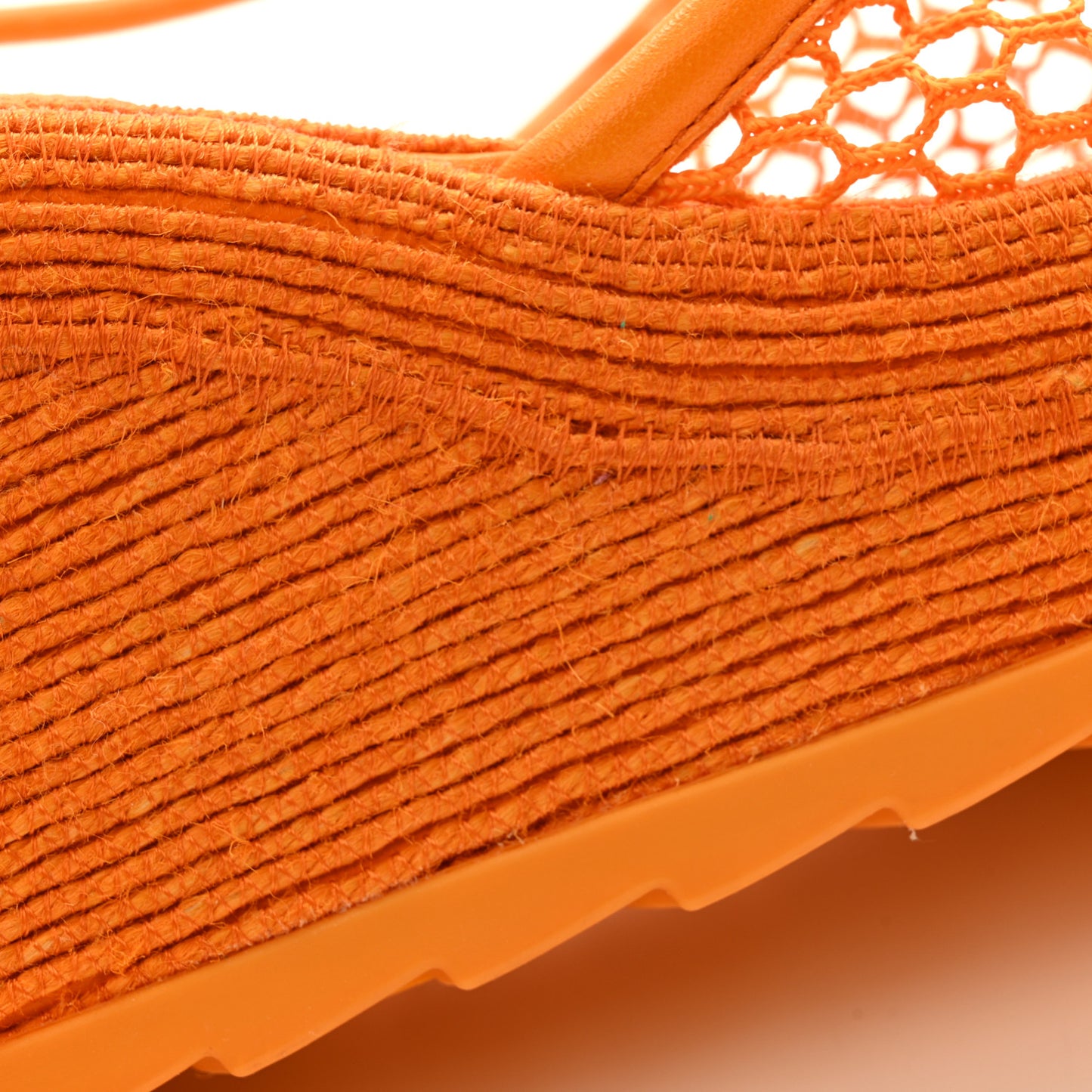 Mesh Lambskin Sporty Web Stretch Ankle Tie Espadrilles 39 Tangerine