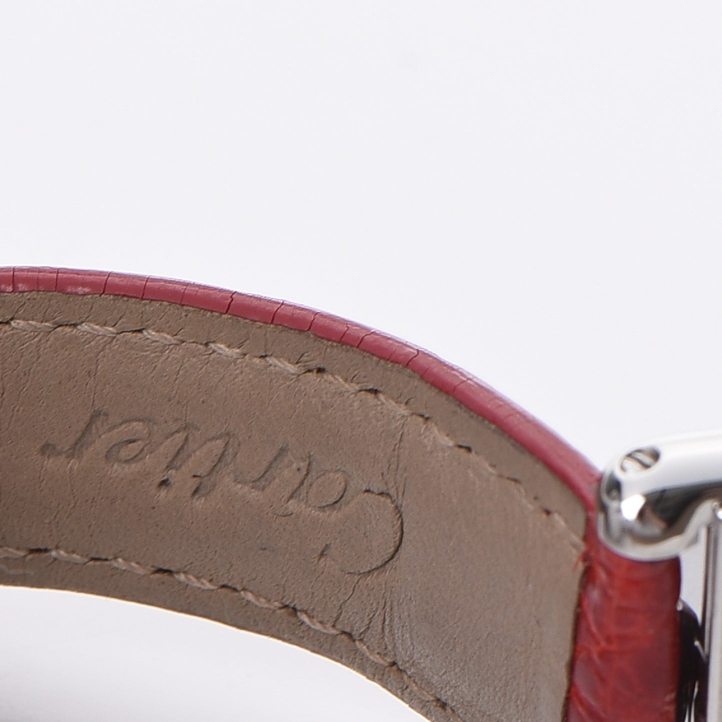 Stainless Steel Alligator 22mm Tank Basculante Quartz Watch Red