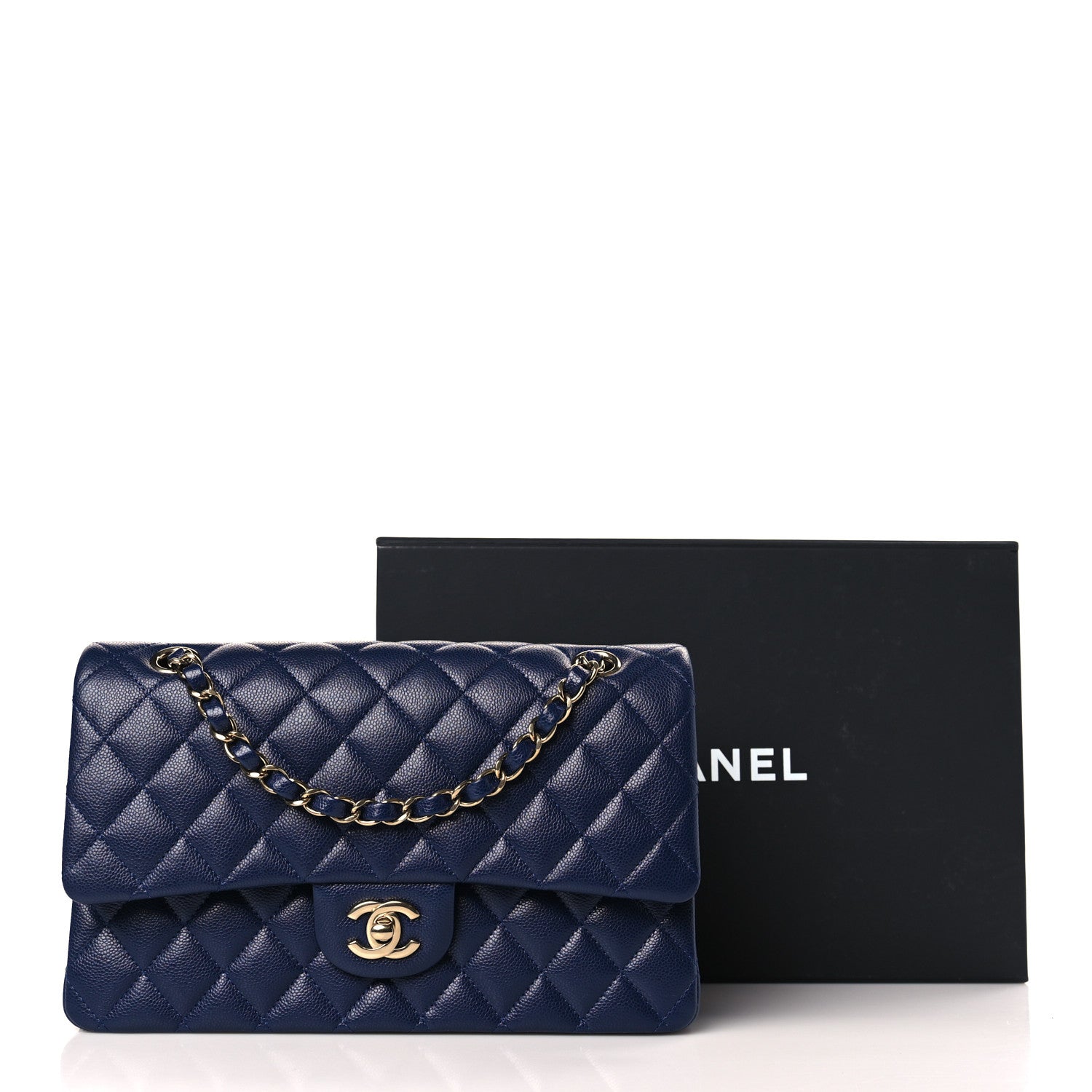 Chanel Caviar Quilted Medium Double Flap Navy 8 of 8