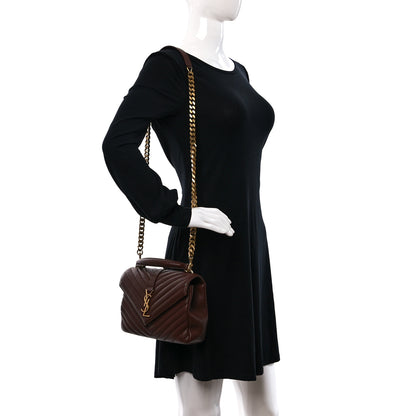 Saint Laurent Sheepskin Matelasse Chevron Monogram Medium College Bag Old Brandy 2 of 12