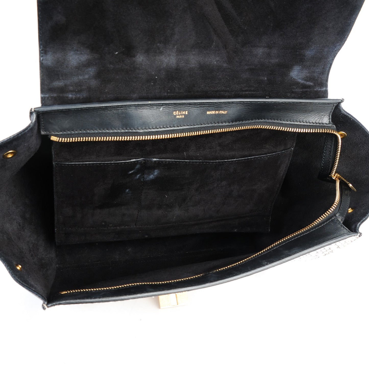 Whipsnake Calfskin Medium Trapeze White Black