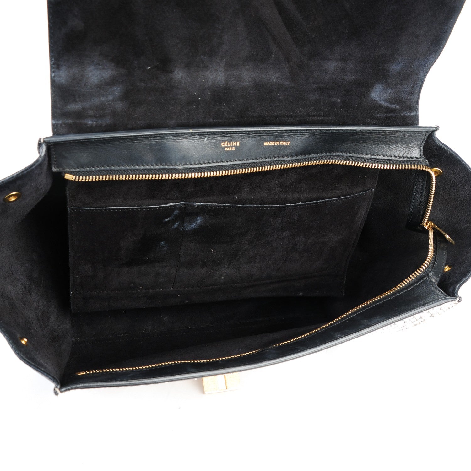 Celine Whipsnake Calfskin Medium Trapeze White Black 5 of 10
