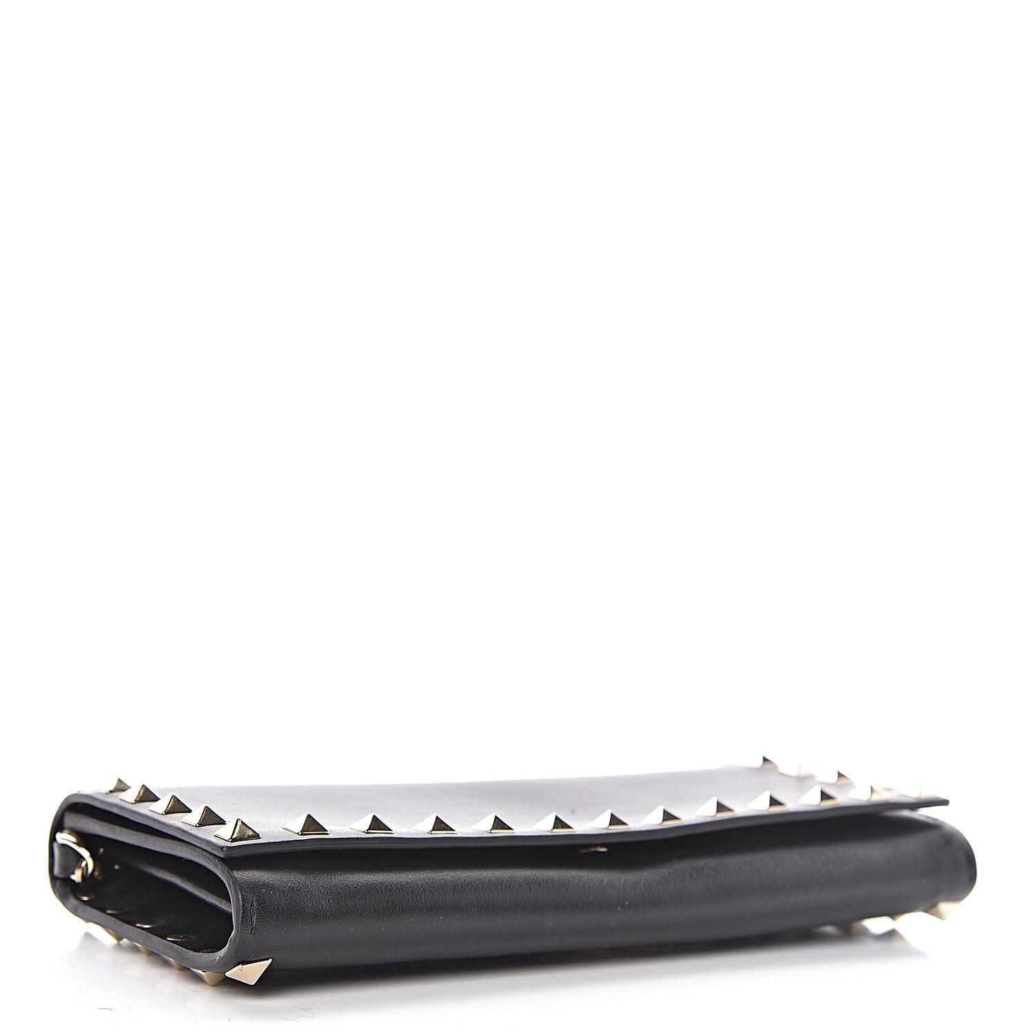 Valentino Garavani Vitello Rockstud Flap Wallet on Chain Black 4 of 9
