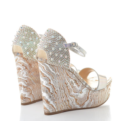 Christian Louboutin Specchio Laser Bellamonica 120 Wedge Sandals 38 Silver AB 4 of 7