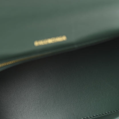 Balenciaga Shiny Calfskin Crocodile Embossed Small Hourglass Top Handle Bag Forest Green 5 of 14
