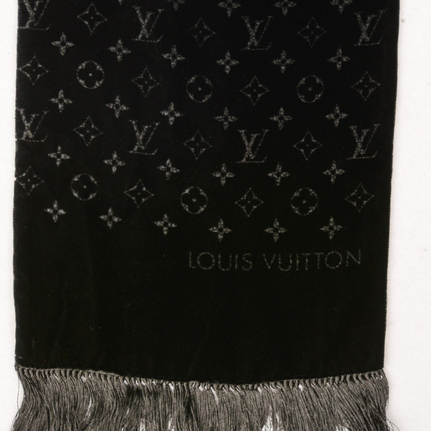 Monogram Velours Long Scarf Black