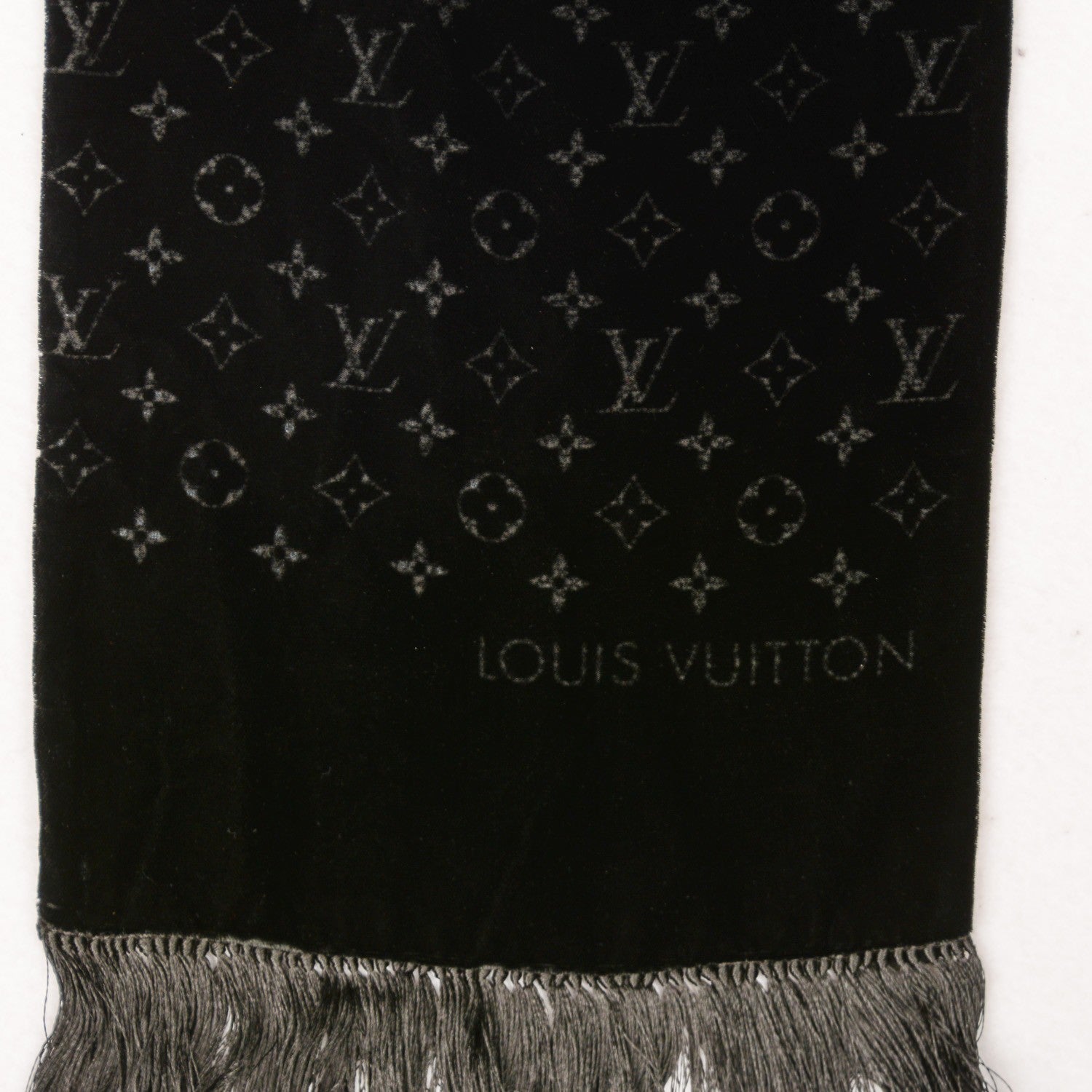 Louis Vuitton Monogram Velours Long Scarf Black 4 of 6