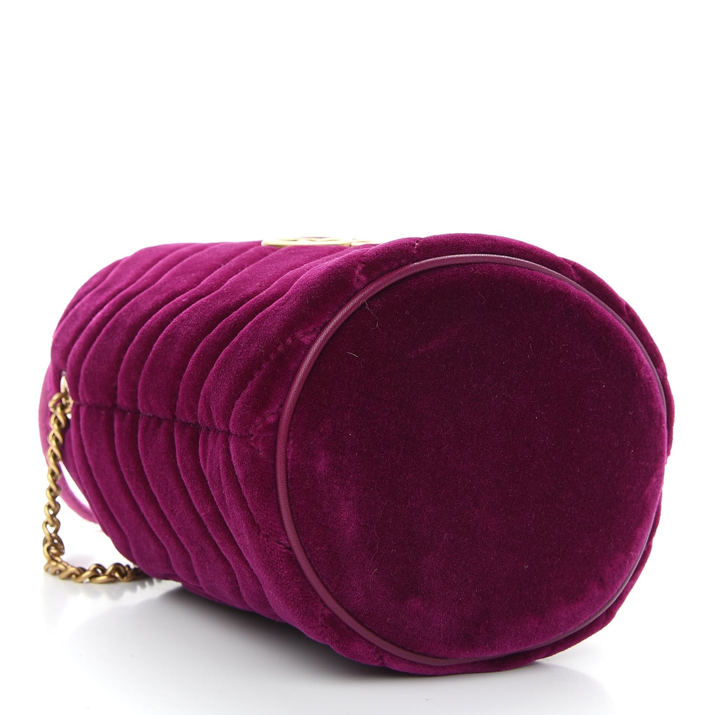 Velvet Matelasse Mini GG Marmont 2.0 Bucket Bag Fuchsia Violet Cyclamen