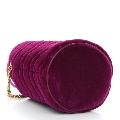 Gucci Velvet Matelasse Mini GG Marmont 2.0 Bucket Bag Fuchsia Violet Cyclamen 4 of 8