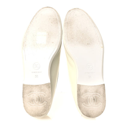 Chanel Shiny Calfskin Pearl CC Mocassin Loafers 36 White 7 of 13