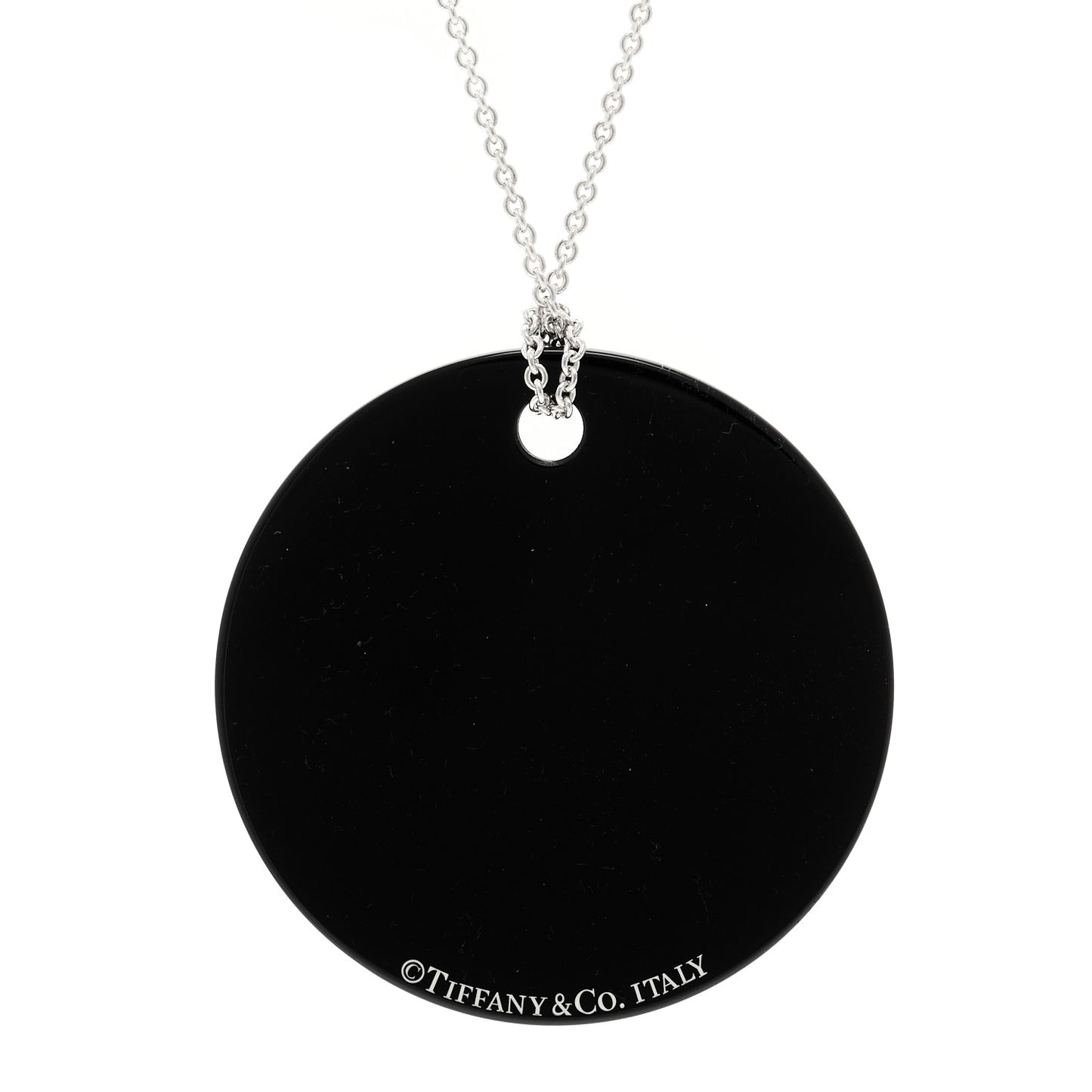 Sterling Silver Black Bone Notes Round Pendant Necklace