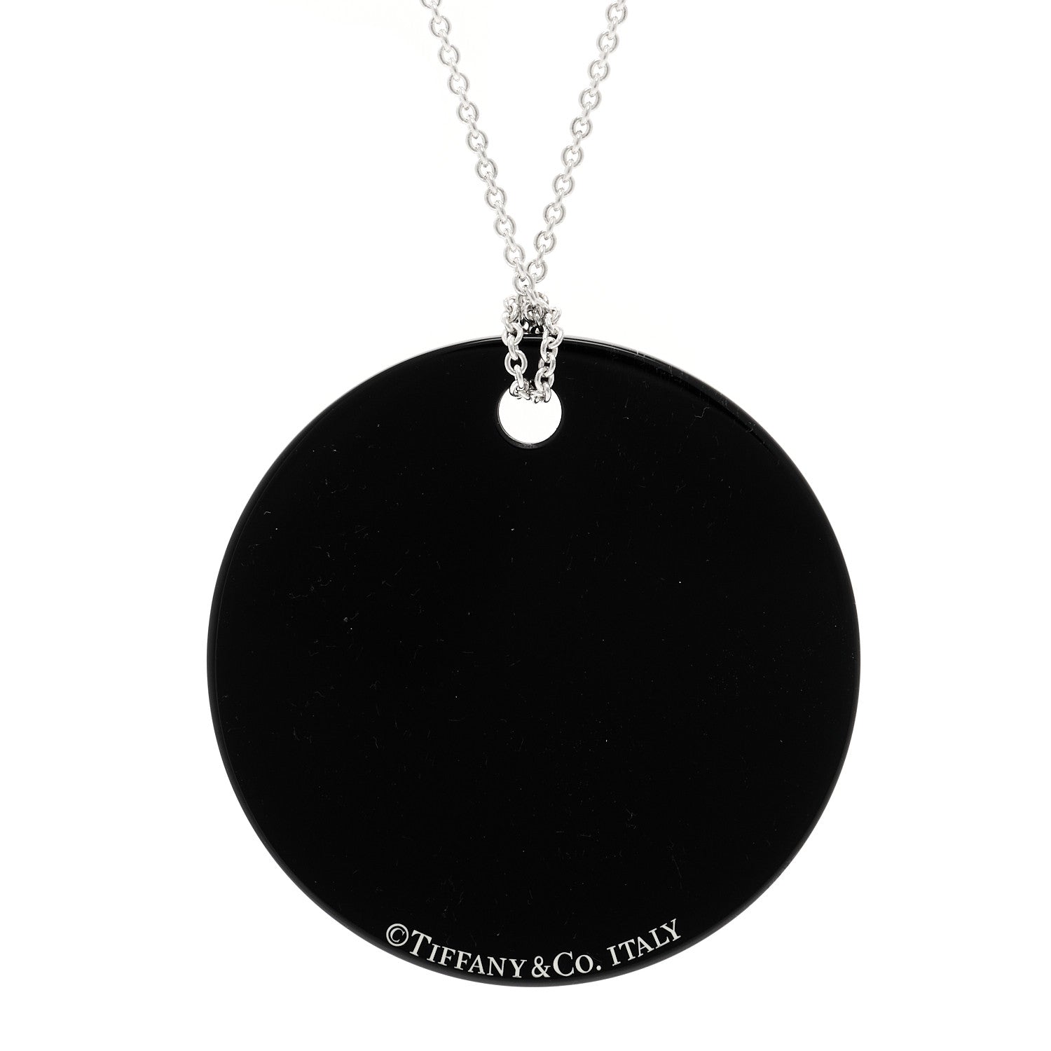 Tiffany Sterling Silver Black Bone Notes Round Pendant Necklace 5 of 5